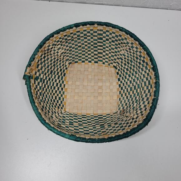 Vintage Handmade Malian Woven Wall Baskets 5" -15" Pink Green Wall Decor - Picture 12 of 16